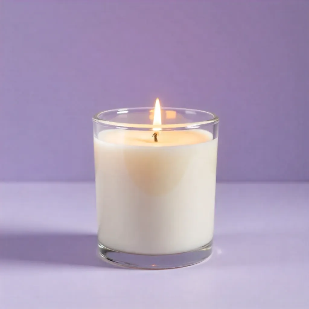 Lavender scented candle in glass jar
