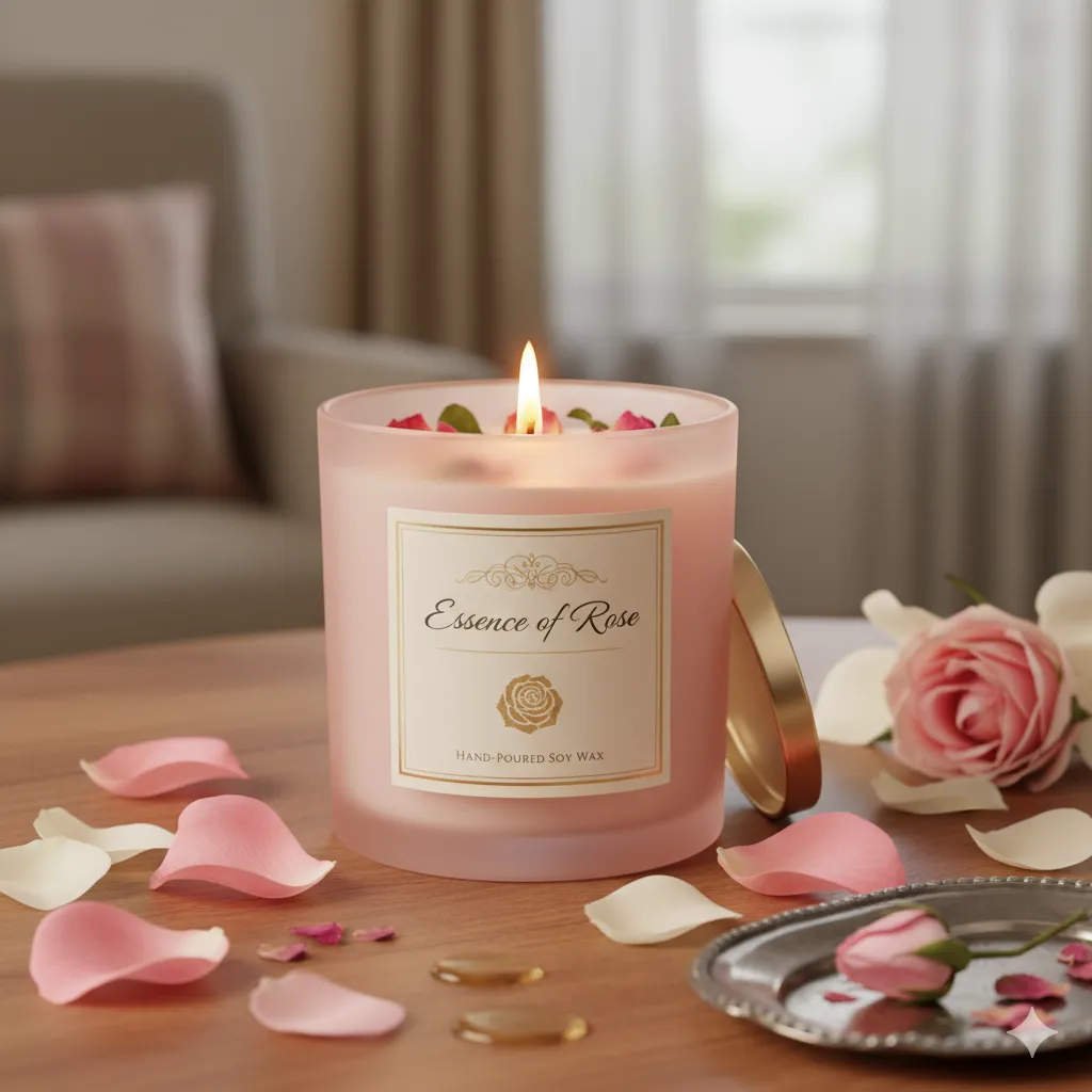 Rose scented candle
