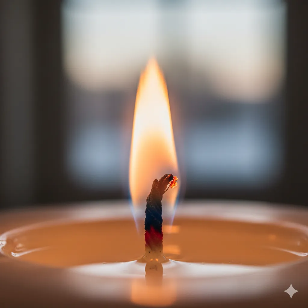 Candle wick and flame detail